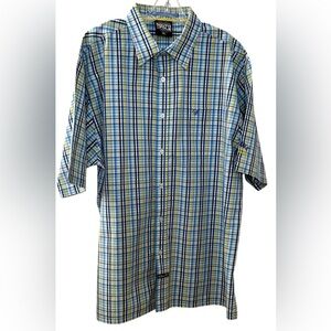 SOUTHPOLE Short Sleeve Button Up Shirt Mens XL Plaid Print Pocket